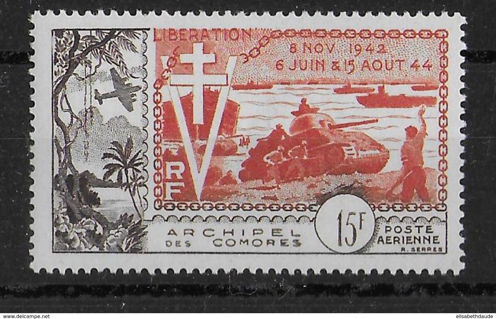 COMORES - 1954 - POSTE AERIENNE YT N°4 * MLH CHARNIERE TRES LEGERE - COTE = 45 EUR. - Neufs