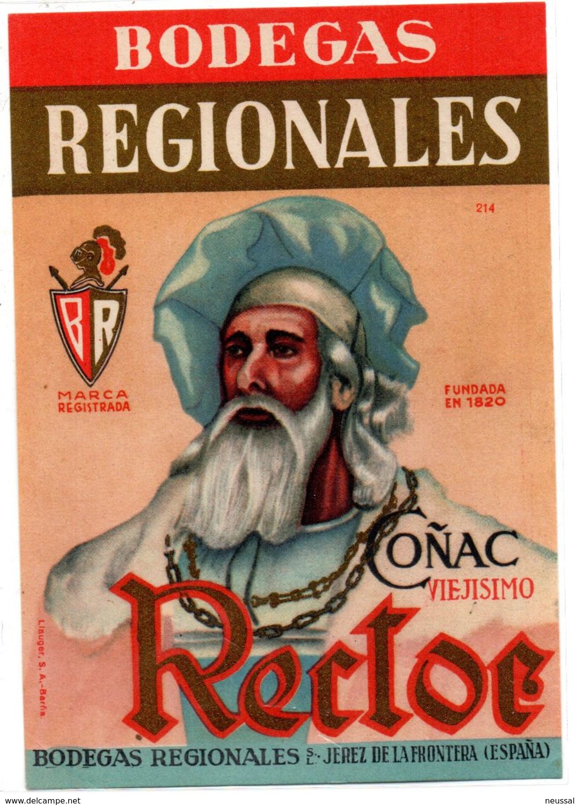 Etiqueta  Bodegas Regionales Coñac Rector - Other & Unclassified