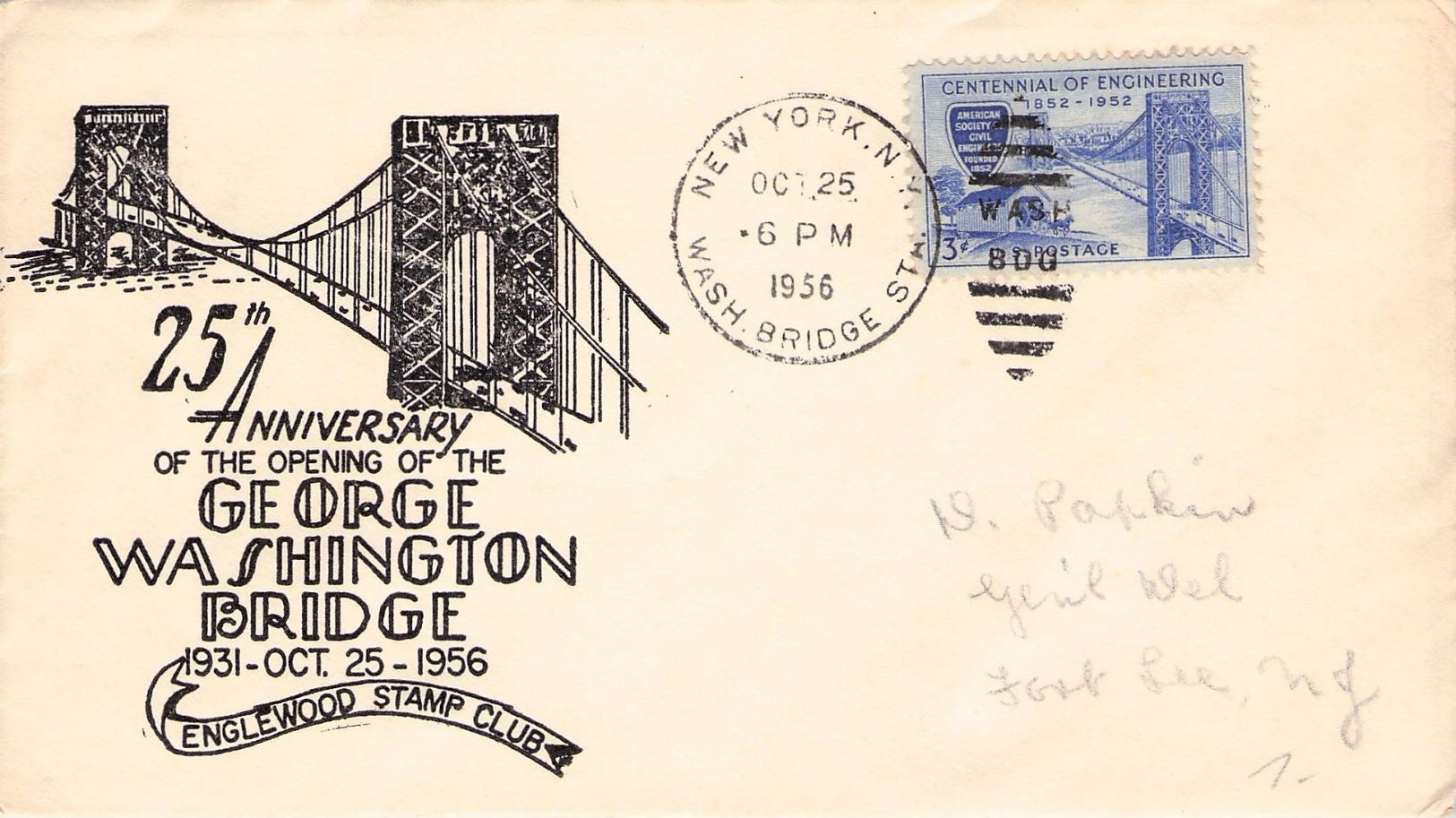 USA - SPECIAL COVER: 25th ANNIV GEORGE WASHINGTON BRIDGE NY 1956 - Other & Unclassified