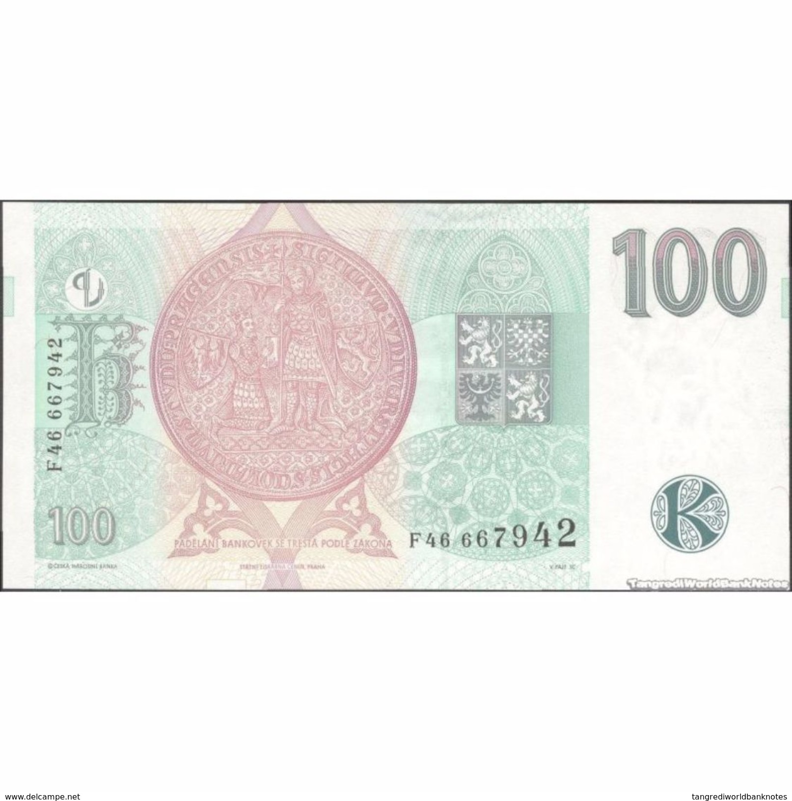 TWN - CZECH REPUBLIC 18a - 100 Korun Ceskych 1997 Series F46 UNC - Repubblica Ceca