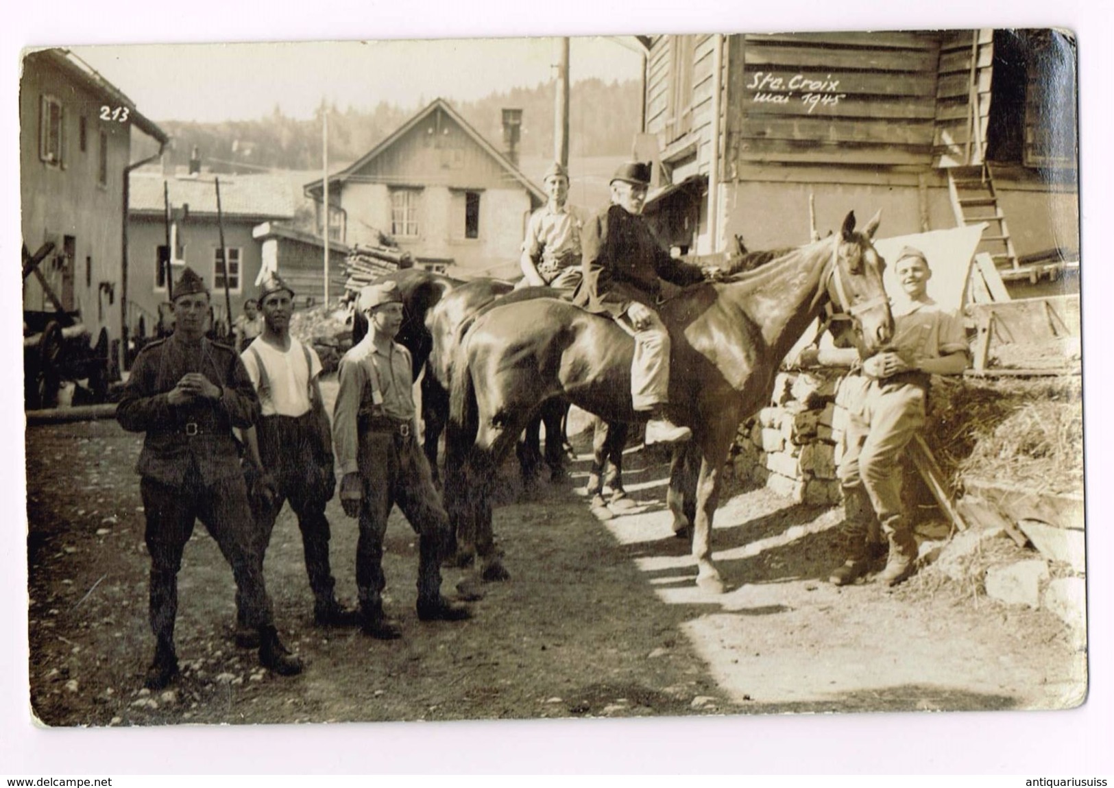 Suisse Army - Cavalerie à Cheval  - Photo - Ste.Croix 1945 - War 1939-45