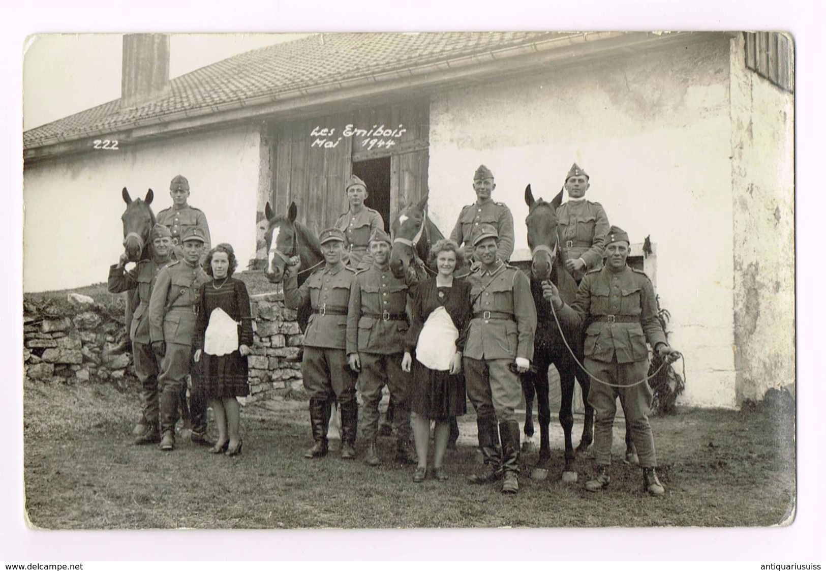 Suisse Army - Cavalerie à Cheval  - Photo - Les Emibois , Mai 1944 - Guerre 1939-45