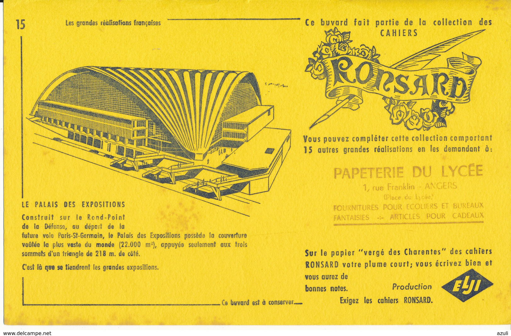 BUVARD - Cahiers RONSARD - Le Palais Des Expositions - Papeterie