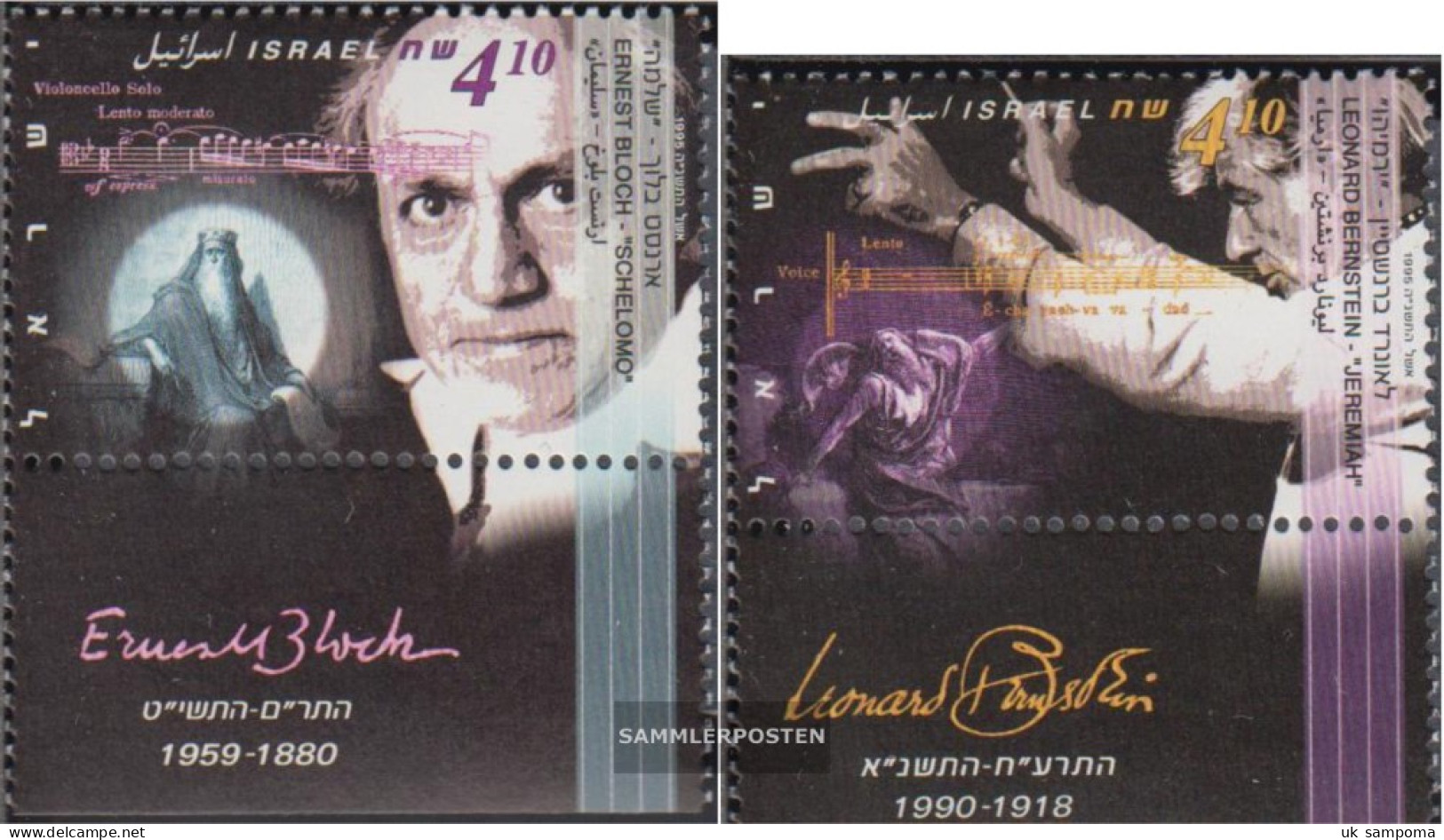 Israel 1324-1325 With Tab (complete Issue) Unmounted Mint / Never Hinged 1995 Jewish Musicians - Bloch, Bernstein - Unused Stamps (with Tabs)