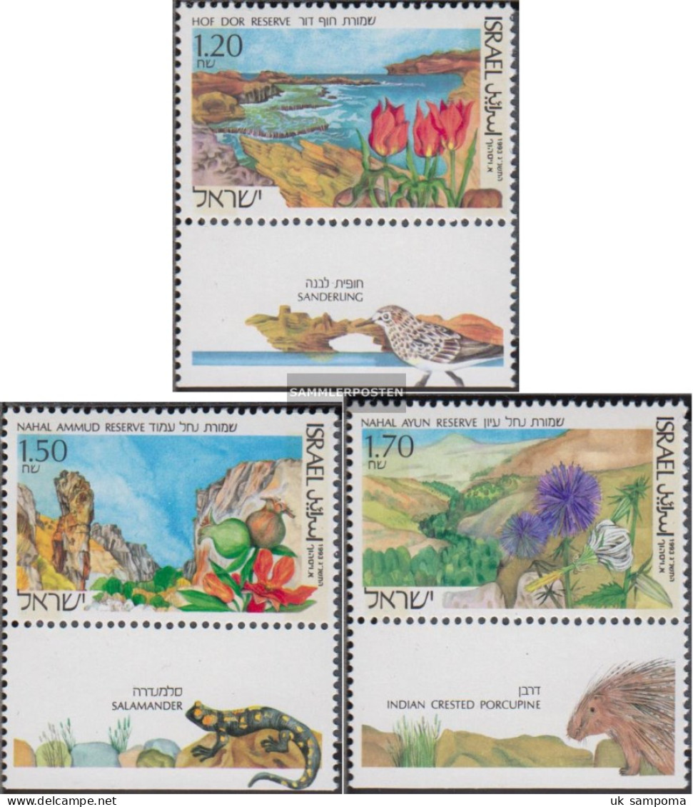 Israel 1252-1254 With Tab (complete Issue) Unmounted Mint / Never Hinged 1993 Naturreservate In Israel - Unused Stamps (with Tabs)