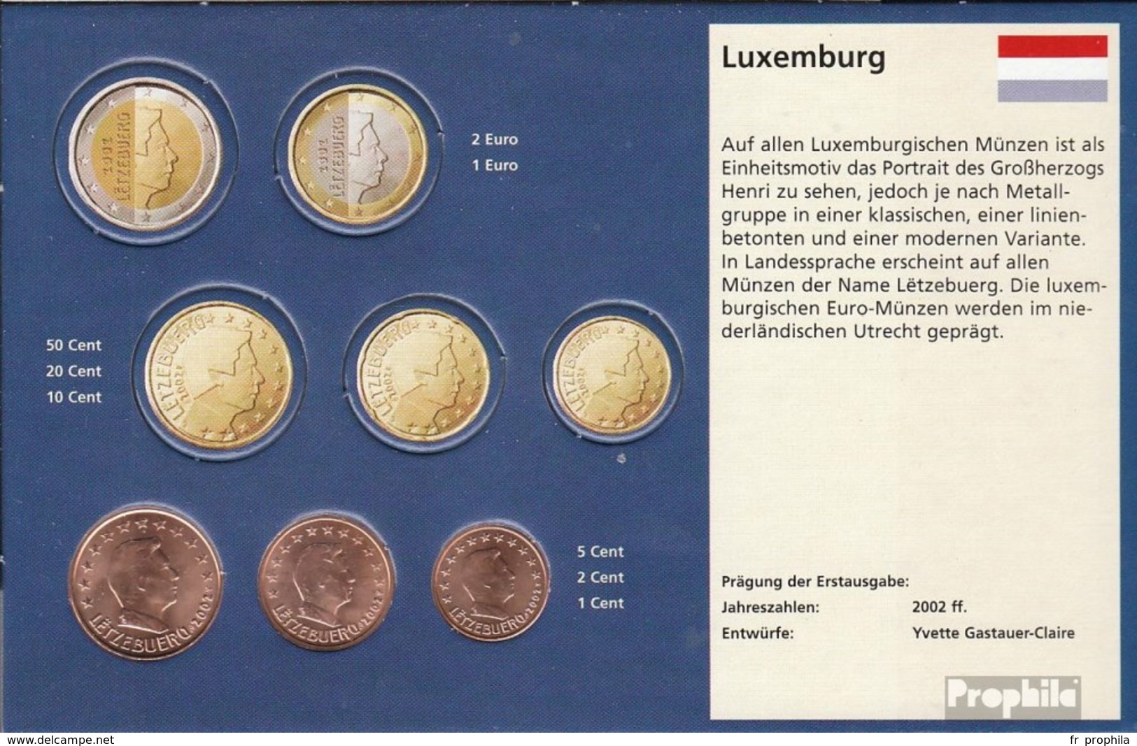 Luxembourg LUX1 - 3 2002 Stgl./unzirkuliert Stgl./unzirkuliert 2002 Kursmünze 1, 2 Et 5 Cent - Luxembourg