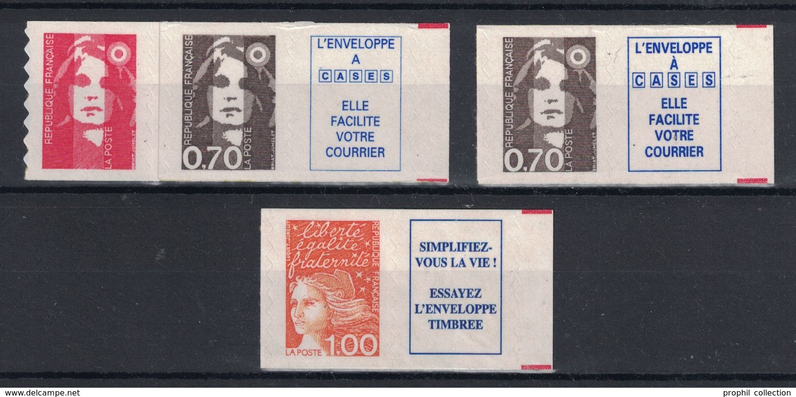 France - MARIANNE DE BRIAT / LUQUET Lot De 4 Timbres XX N° YT 2873 (2 TYPES) + 3101 (issu De Carnets) 70c Brun 1F Orange - Autres & Non Classés