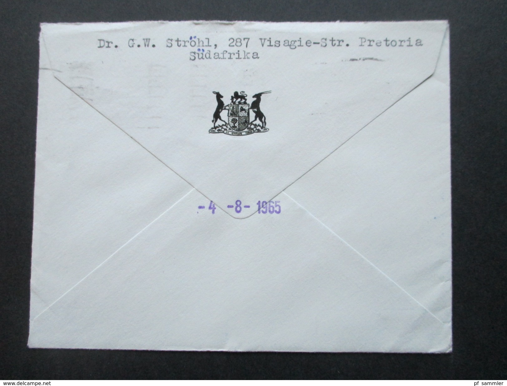 Südafrika 1965 Social Philately Brief An Den Präsidenten Der BRD Heinrich Lübke! Pretoria - Bonn - Brieven En Documenten