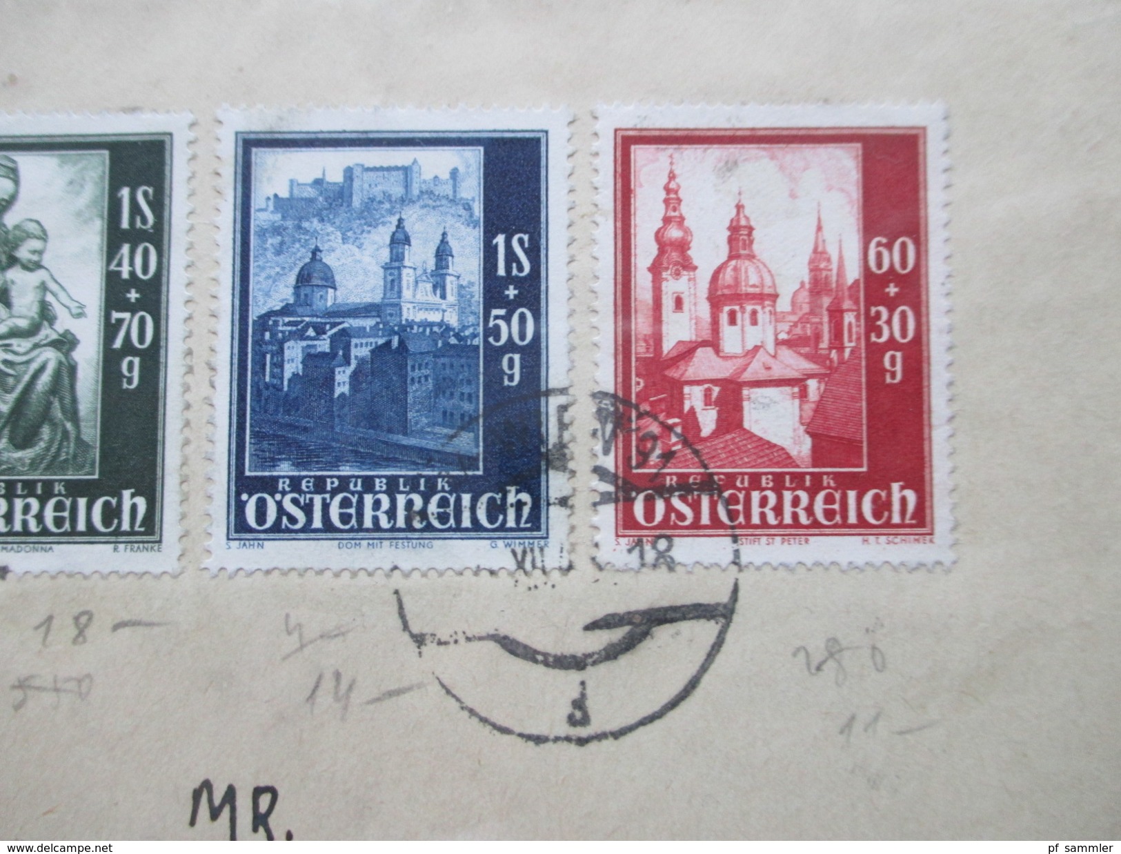 Österreich 1948 Wiederaufbau Des Salzburger Doms MiF Luftpostbrief Nach Kanada. Österreichische Zensur Nr. 565 - Storia Postale