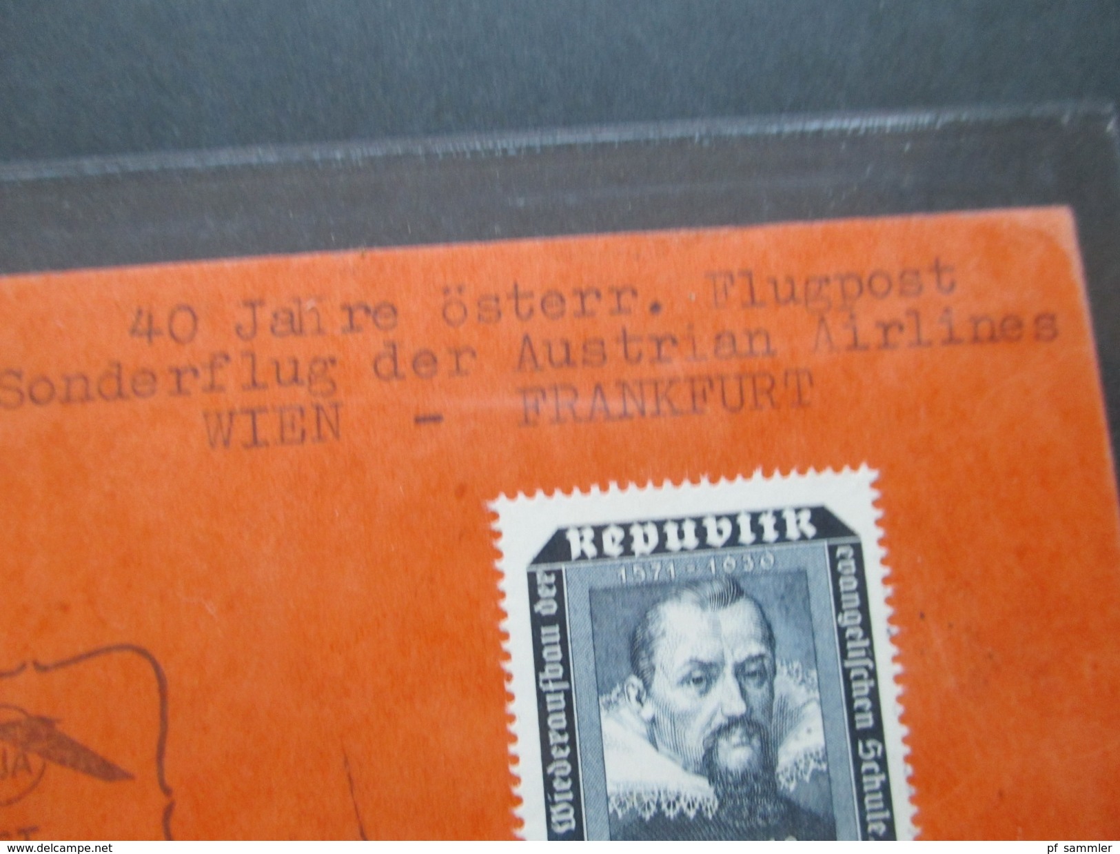 Österreich 1958 Michel Nr. 990 EF 40 Jahre Flugpost Sonderflug Der Austrian Airlines Wien - Frankfurt AUA - Cartas & Documentos