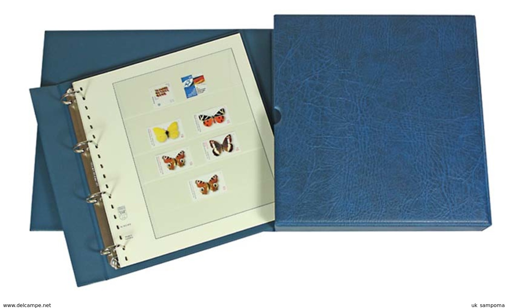 Lindner 1100-B Stamp Album ECO, Blue - Large Format, Black Pages