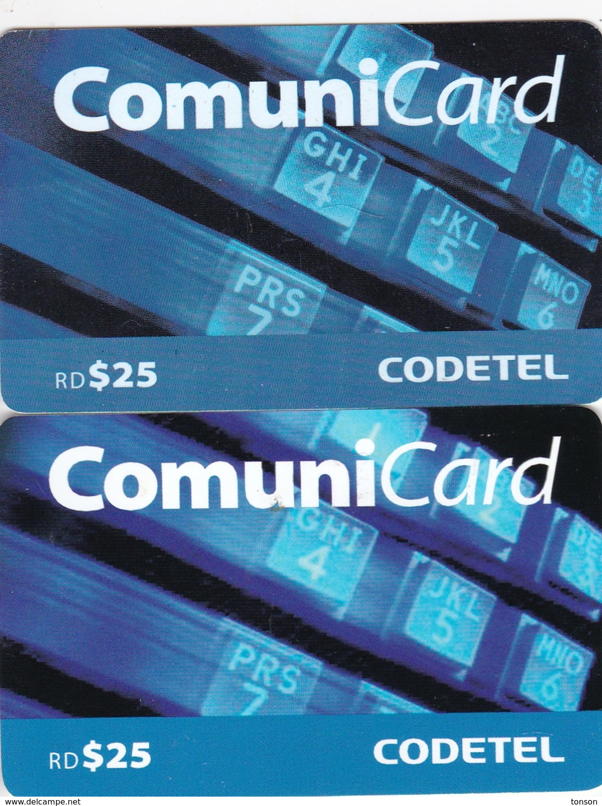 Dominican Republic, RD$25, ComuniCard, 2 Cards, Glossy And Matt, 2 Scans. - Dominik. Republik