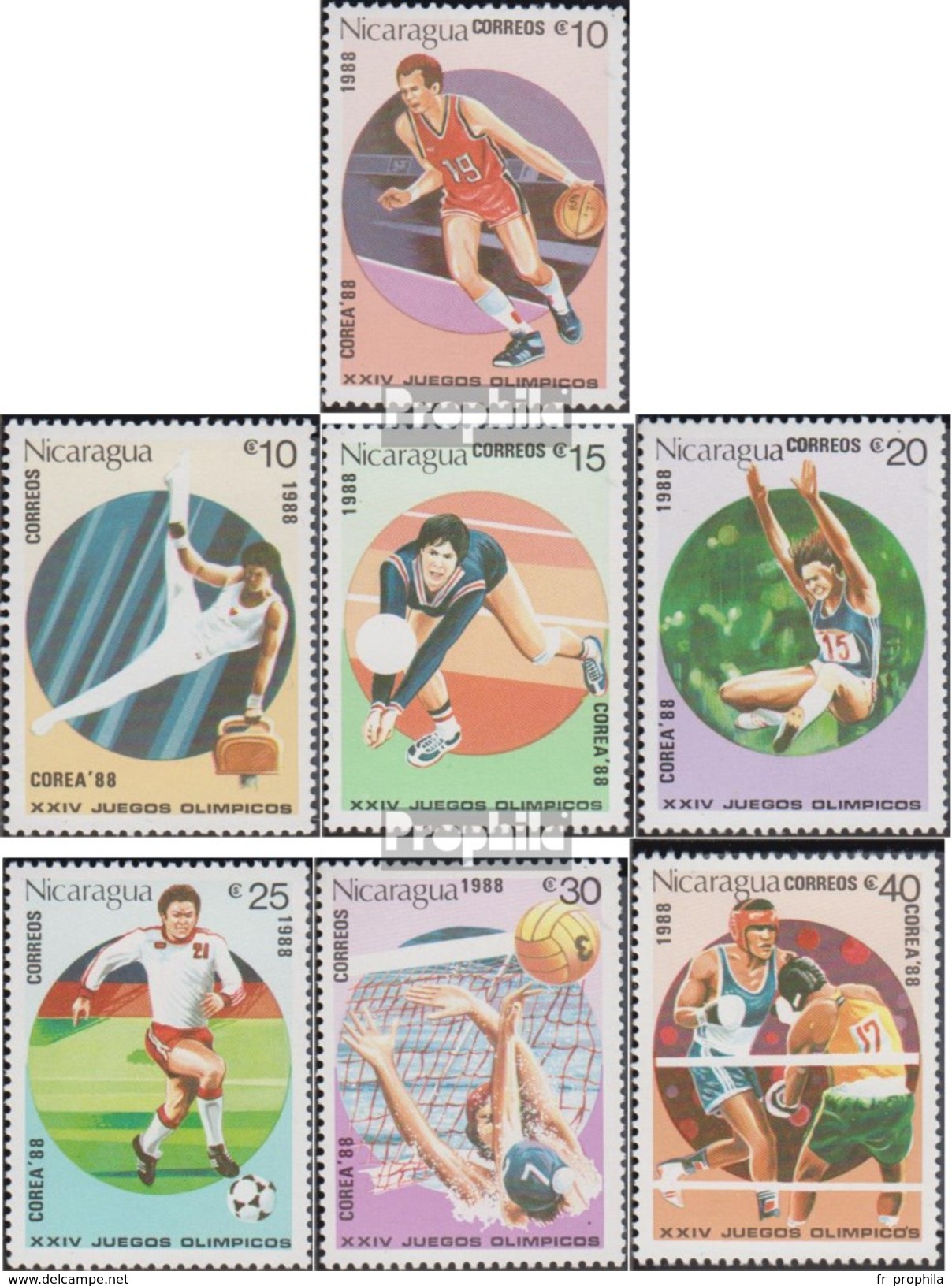 Nicaragua 2853-2859 (complète.Edition.) Neuf Avec Gomme Originale 1988 Jeux Olympiques Été, Séoul - Nicaragua