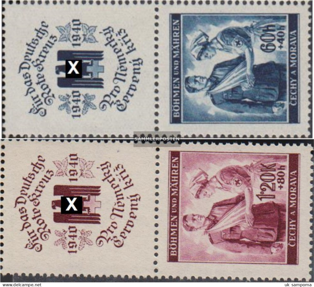 Bohemia And Moravia 53Zf-54Zf With Zierfeld (complete Issue) Unmounted Mint / Never Hinged 1940 Red Cross - Ungebraucht