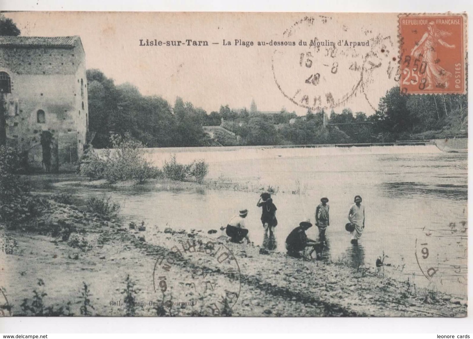 Cpa.81.Lisle Sur Tarn.1928.La Plage Au-dessous Du Moulin D'Arpaud - Lisle Sur Tarn