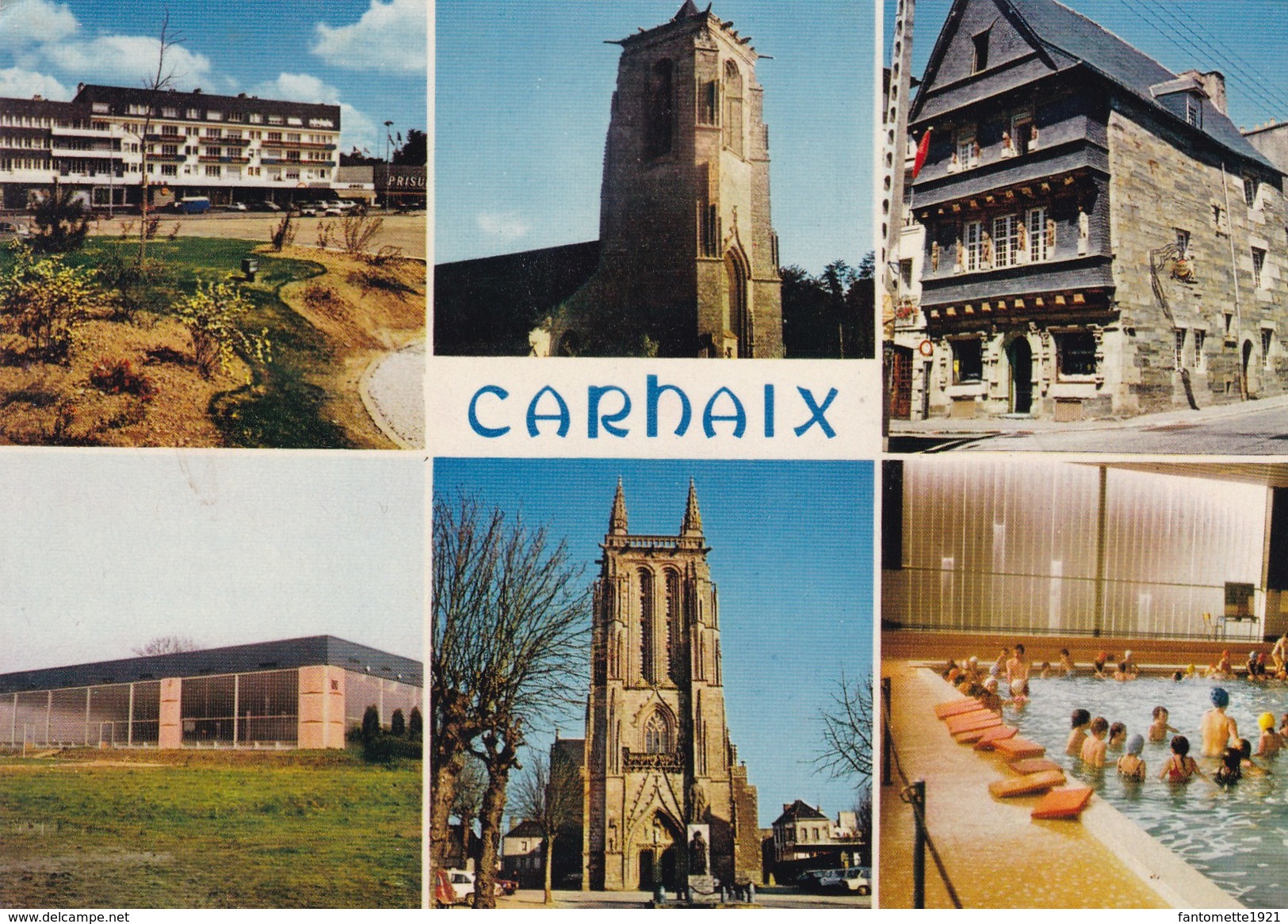 CARHAIX MULTIVUES , LA PISCINE, L'EGLISE (dil128) - Carhaix-Plouguer
