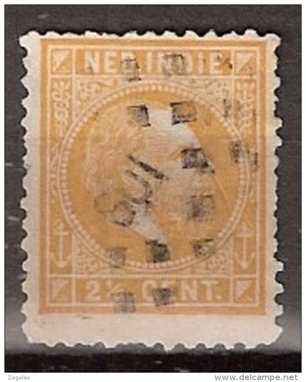 Ned Indie 1870 Koning Willem III. 2,5 Cent. NVPH 7 Puntstempel 108 - Nederlands-Indië