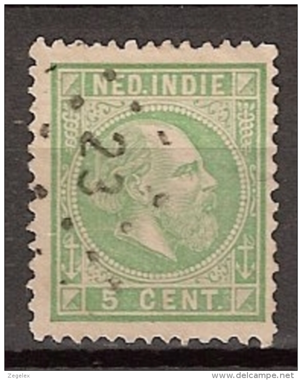 Ned Indie 1870 Koning Willem III. 5 Cent. NVPH 8G Tanding 11,5 X 12. Puntstempel 23 - Nederlands-Indië