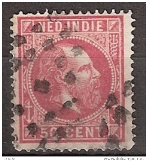 Ned Indie 1870 Koning Willem III. 50 Cent. NVPH 15B 14x14 Grote Gaten - Nederlands-Indië