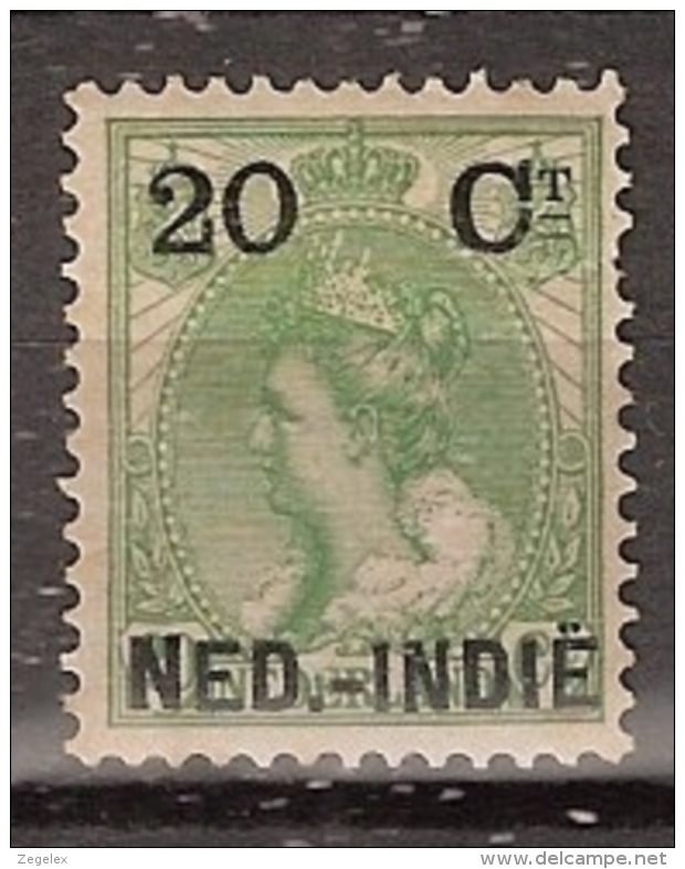 Ned Indie 1900 Hulpuitgifte 20 Ct Op 20 Ct NVPH 34 Ongestempeld, Scheur, Tier, Riss - Nederlands-Indië