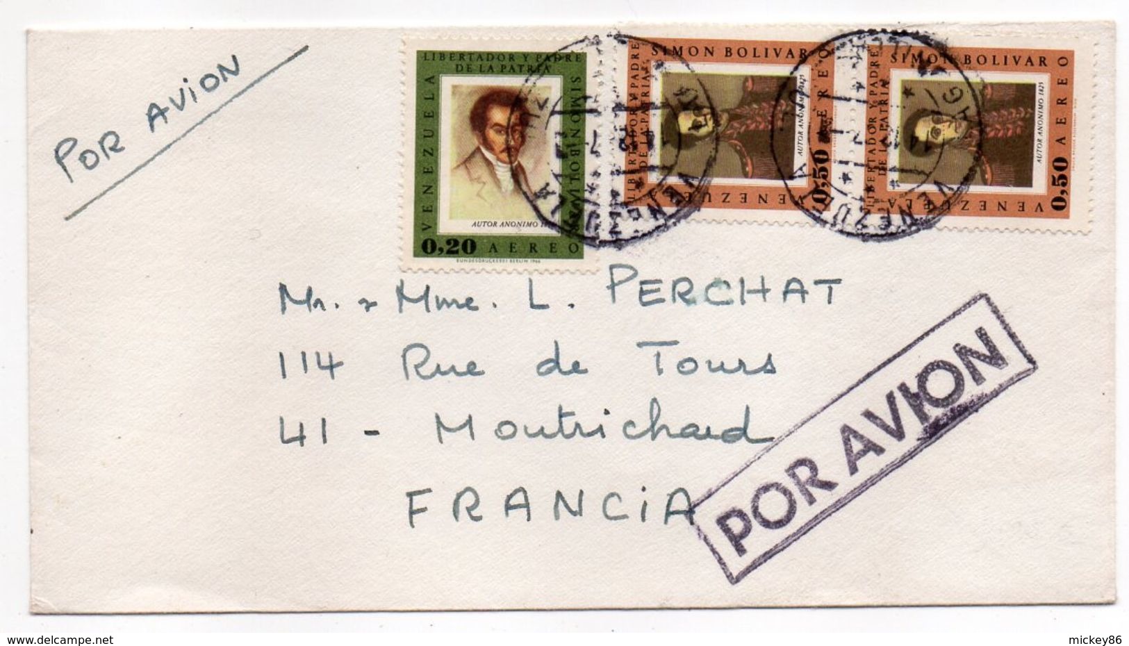 VENEZUELA--Lettre De LAGUNILLAS EULIA Pour MONTRICHARD-41 (France)--composition De Timbres - Venezuela