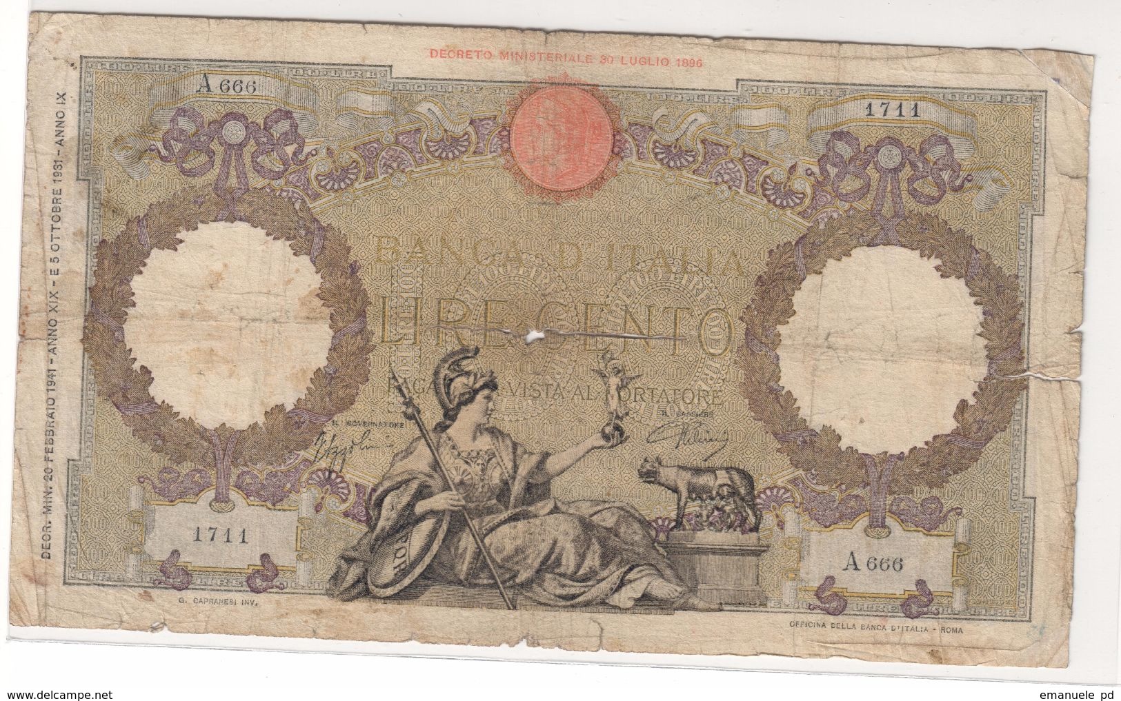 Italy 100 Lire 20/02/1941 - 100 Lire