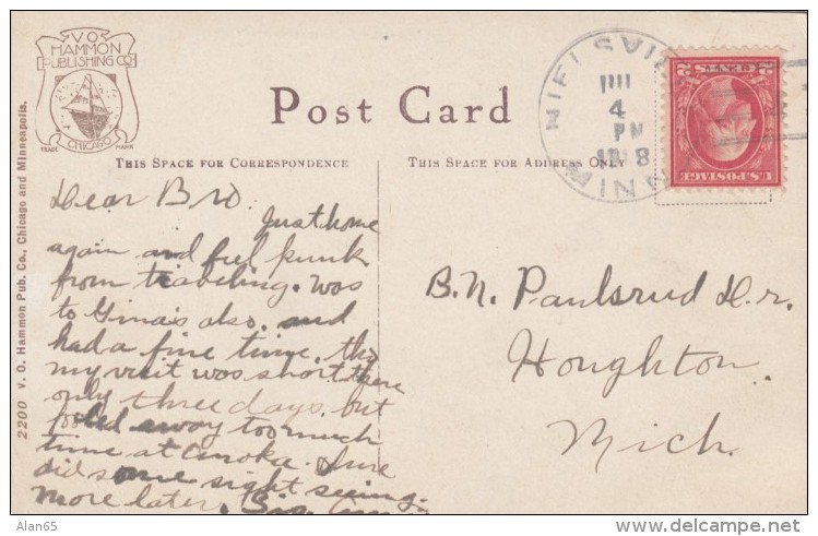 Nielsville Minnesoat, Polk County Doane Cancel Postmark, 1910s Vintage Postcard - Postal History