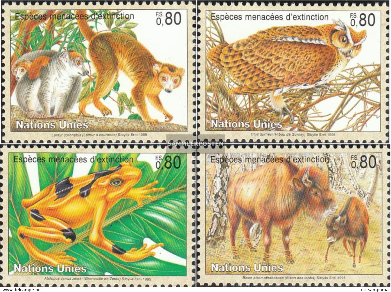 UN - Geneva 263-266 (complete Issue) Unmounted Mint / Never Hinged 1995 Affected Animals - Unused Stamps