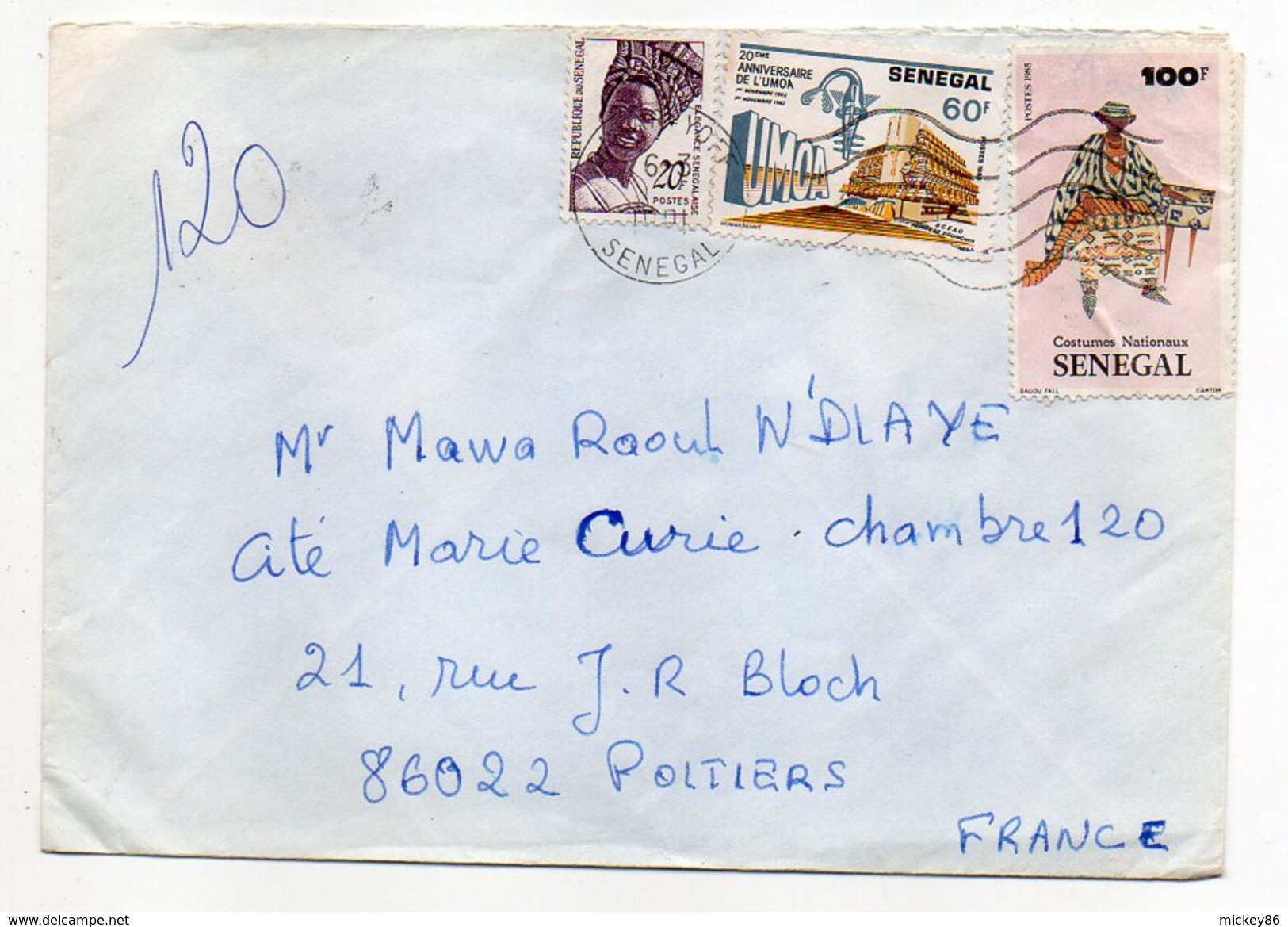 SENEGAL--1991--Lettre De DAKAR FANN   Pour  POITIERS-86  -Composition De Timbres Sur Lettre  --cachet - Sénégal (1960-...)