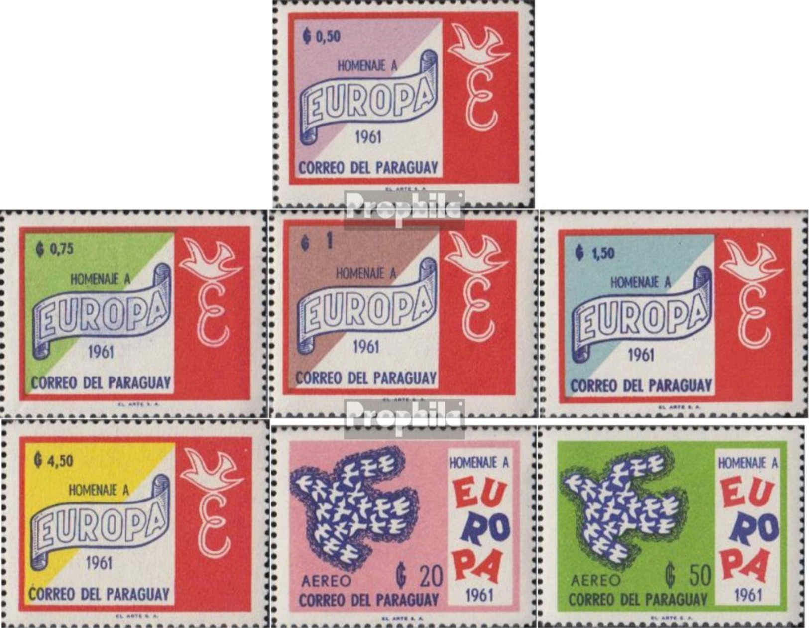 Paraguay 986-992 (completa Edizione) MNH 1961 Europa - Paraguay