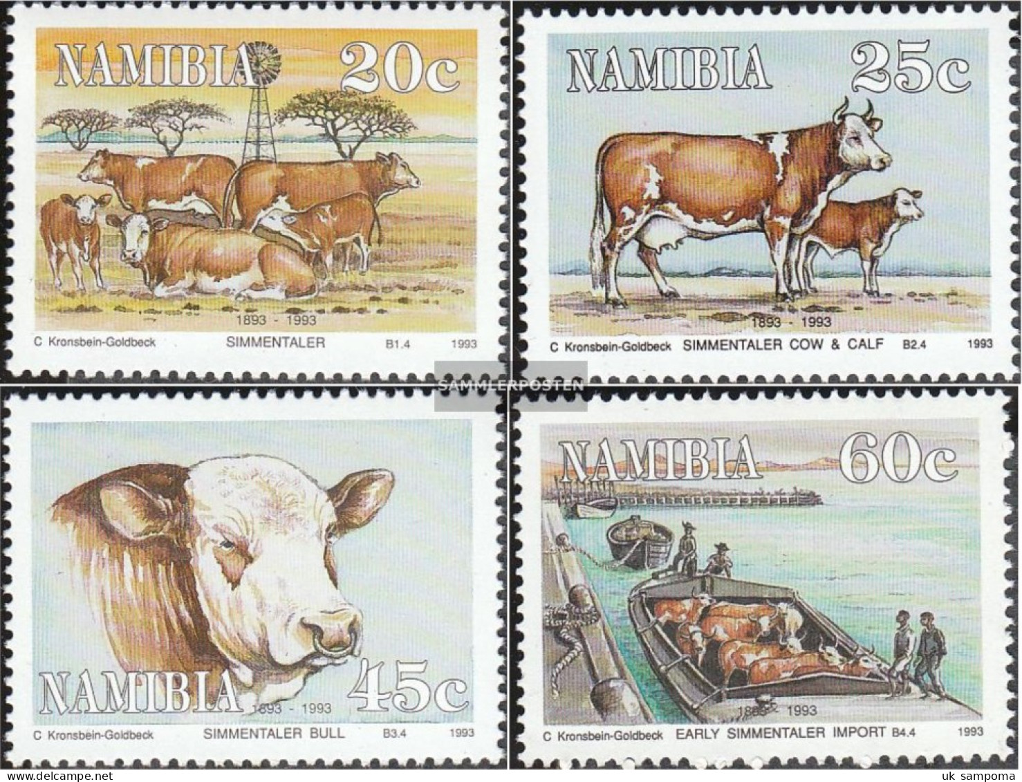 Namibia - Southwest 739-742 (complete Issue) Unmounted Mint / Never Hinged 1993 Simmentaler-Cattle - Namibia (1990- ...)