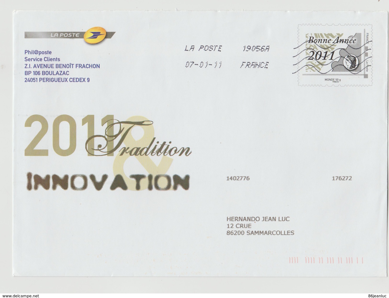 France : Entier Postal Spécial - Enveloppe 2011 Innovation Tradition Créée Pour PHIL@POSTE - "Bonne Année 2011" - Prêts-à-poster: Other (1995-...)