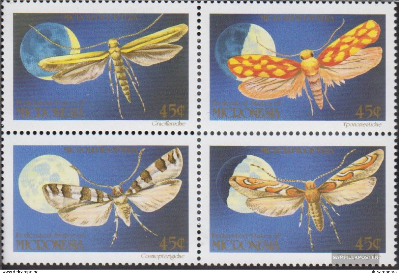 Mikronesien 199-202 Block Of Four (complete Issue) Unmounted Mint / Never Hinged 1990 Moth - Micronesia