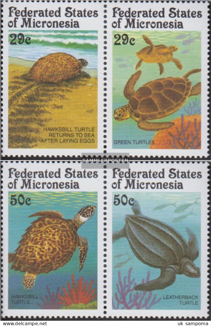 Mikronesien 215-218 Horizontal Couples (complete Issue) Unmounted Mint / Never Hinged 1991 Marine Turtles - Micronesia