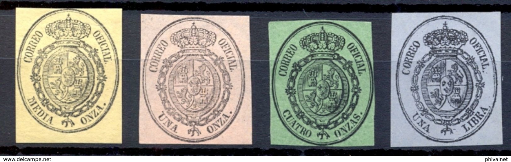 1855 , ESCUDO DE ESPAÑA , SERVICIO OFICIAL , ED. 35 / 38 ** , (*) - Nuevos