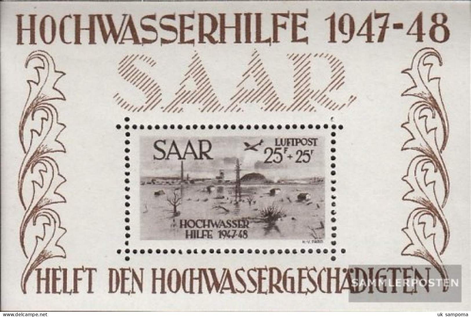 Saar Block2 Unmounted Mint / Never Hinged 1948 Flood Relief - Blocks & Kleinbögen