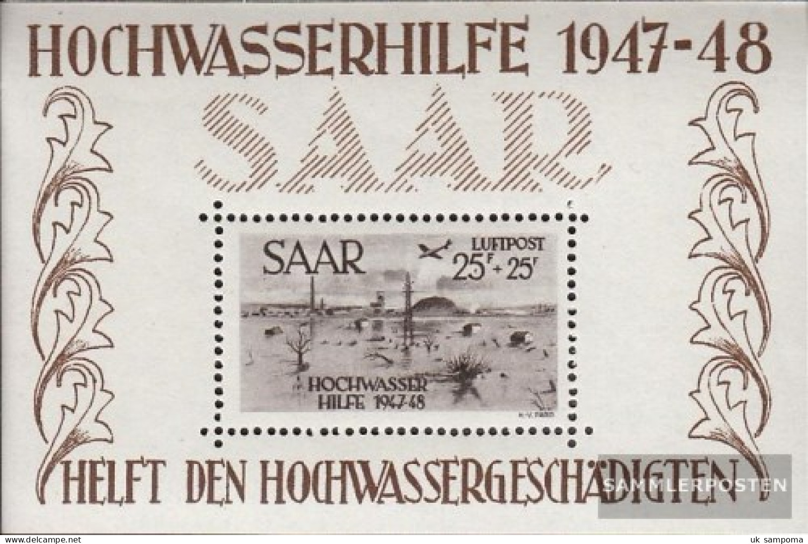 Saar Block2 Unmounted Mint / Never Hinged 1948 Flood Relief - Hojas Y Bloques