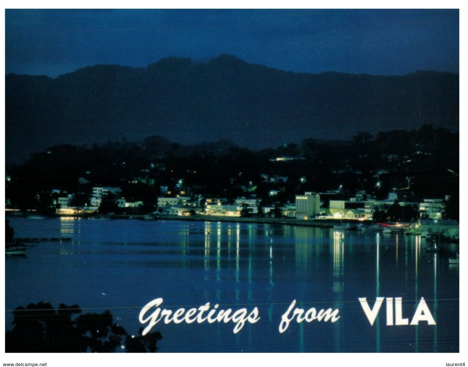 (PF 695) Vanuatu - Vila Gretings At Night (with Stamp At Back Of Card) - Vanuatu