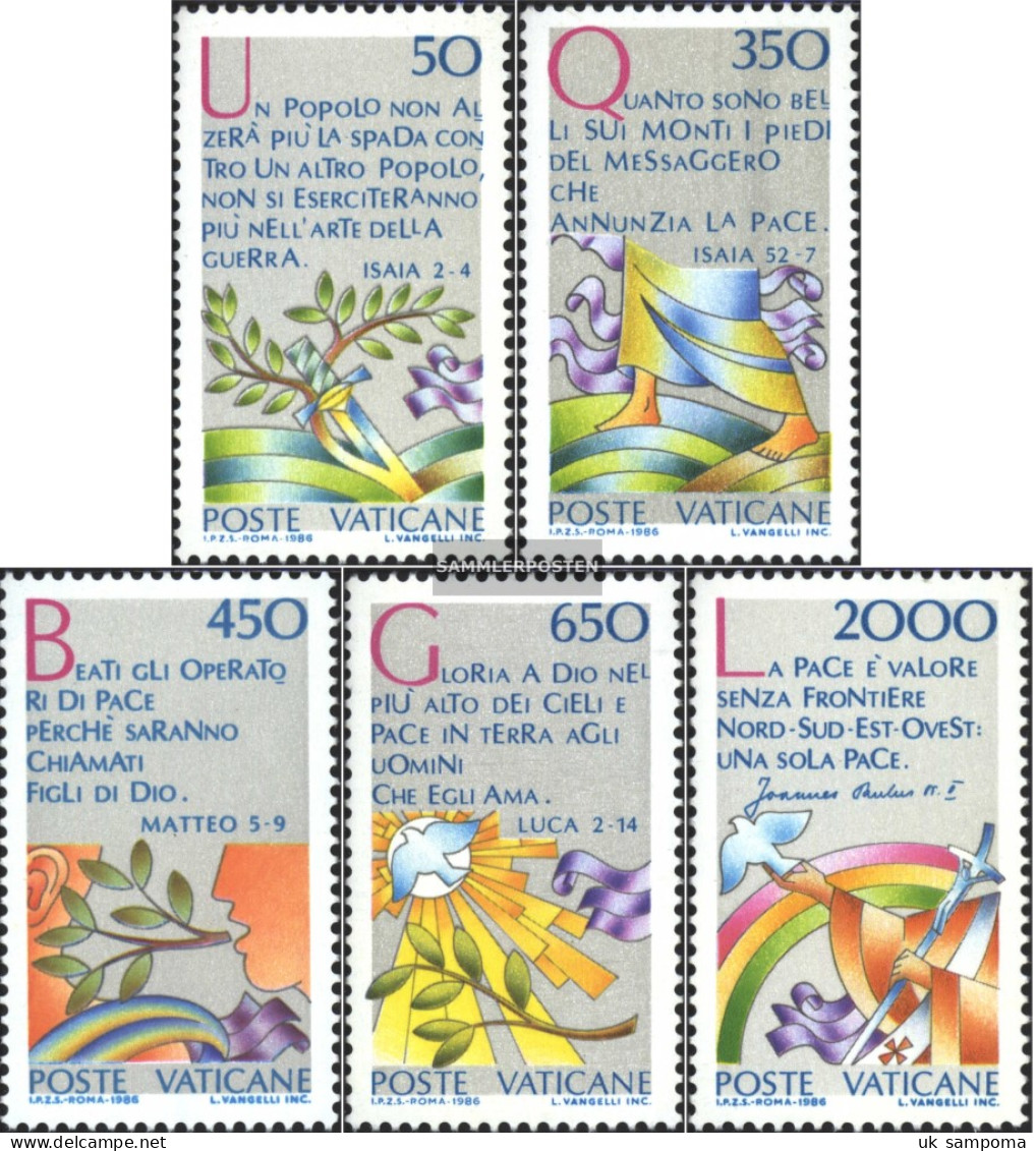 Vatikanstadt 889-893 (complete Issue) Unmounted Mint / Never Hinged 1986 Year Of Peace - Unused Stamps