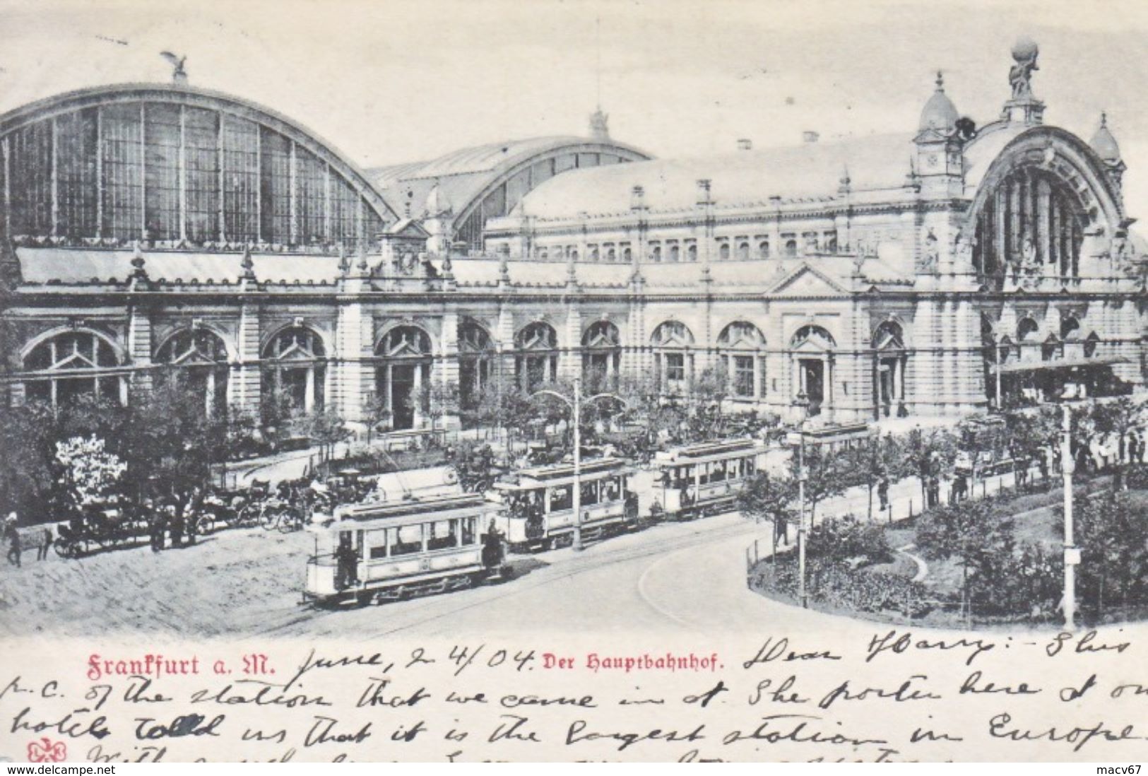 FRANKFORT A M.  HAUPTBAHNHOF ( RAILROAD  STATION ) TO  U.S.A.  1904  (o) - Frankfurt A. Main