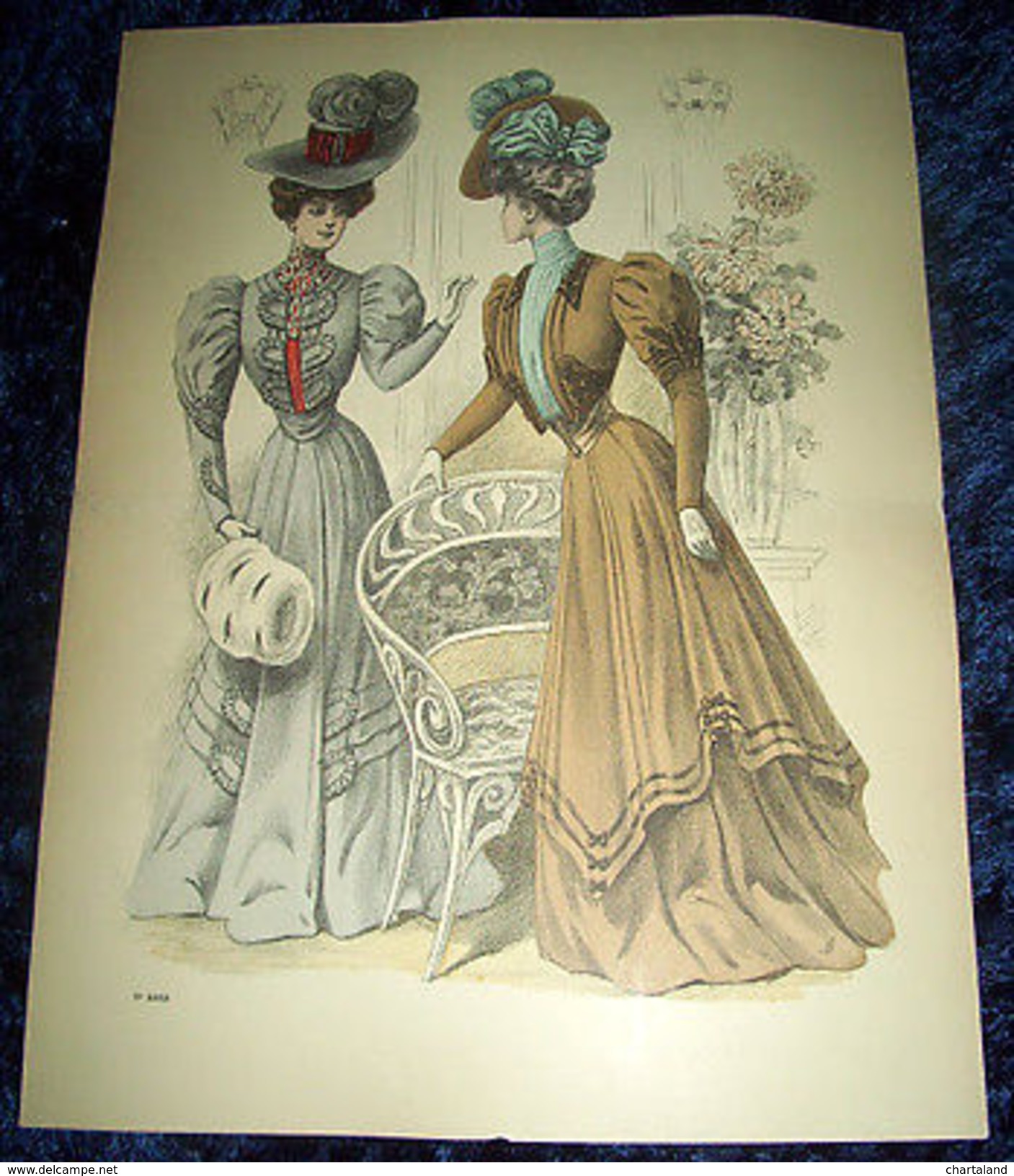 Stampa Litografia D' Epoca Originale - Moda Abiti Donna C58 - 1900 Ca - Estampes & Gravures