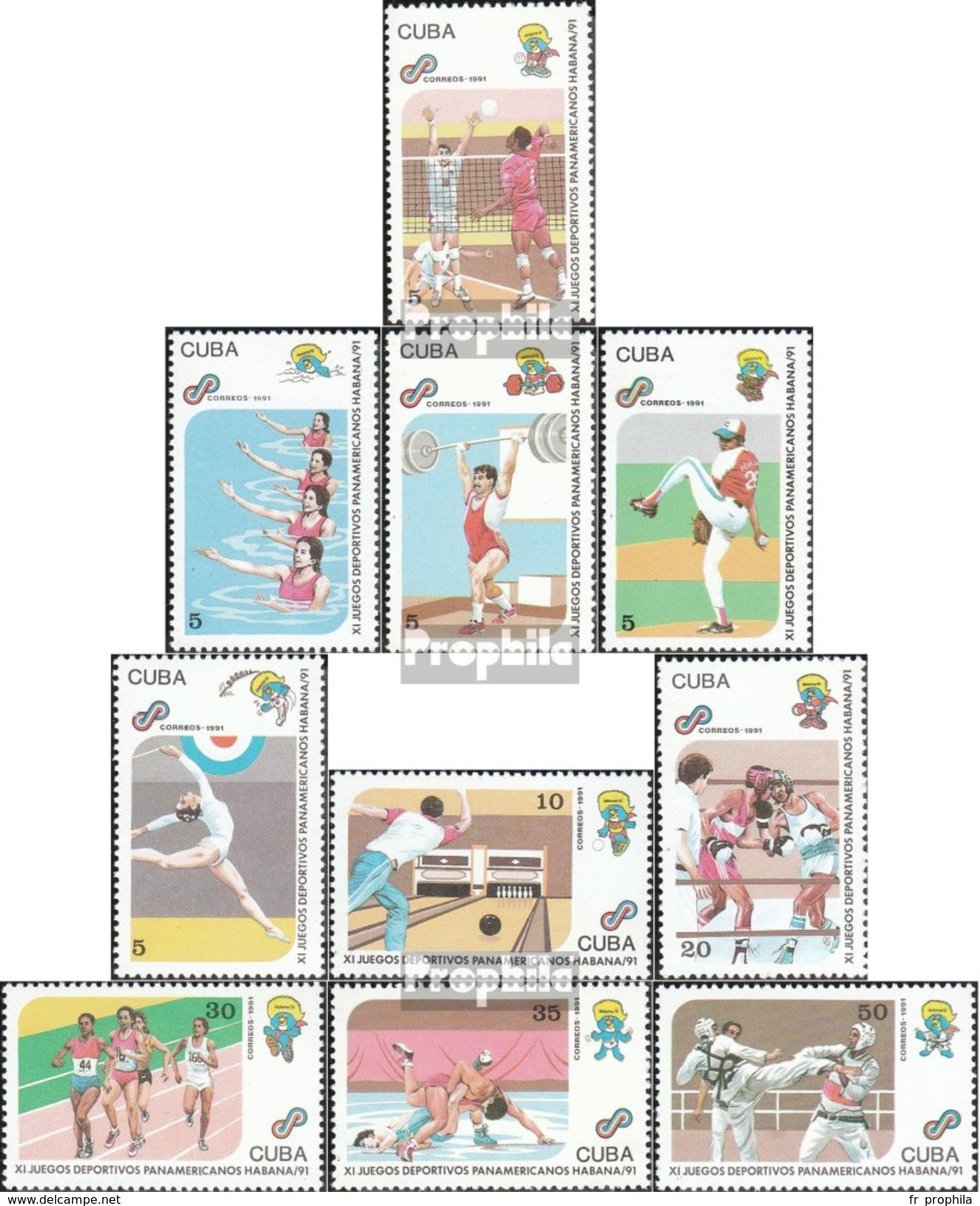 Cuba 3476-3485 (complète.Edition.) Neuf Avec Gomme Originale 1991 Panaméricaine Jeux De Sport - Nuovi