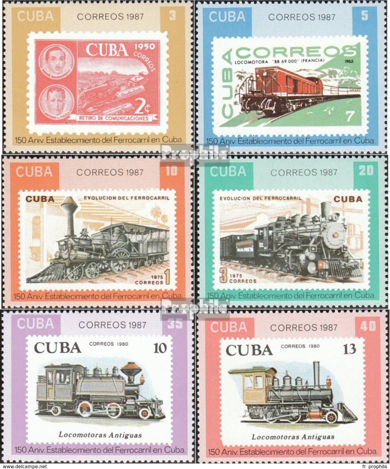 Cuba 3142A-3147A (complète.Edition.) Neuf Avec Gomme Originale 1987 Chemdans De Fer Dans Cuba - Unused Stamps