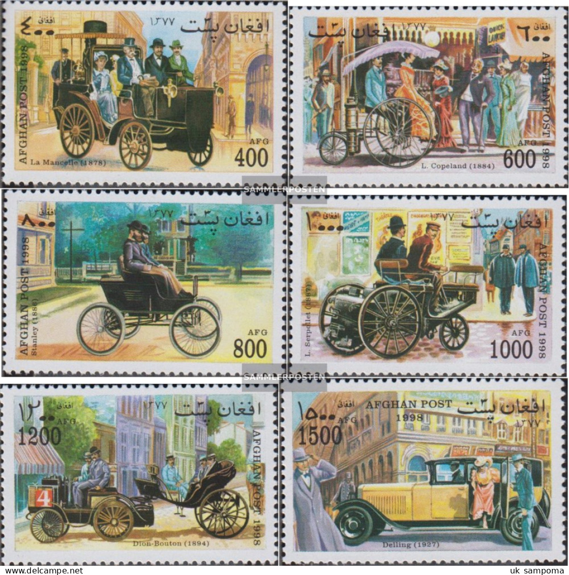 Afghanistan 1791-1796 (complete Issue) Unmounted Mint / Never Hinged 1998 Old Automobile - Afghanistan