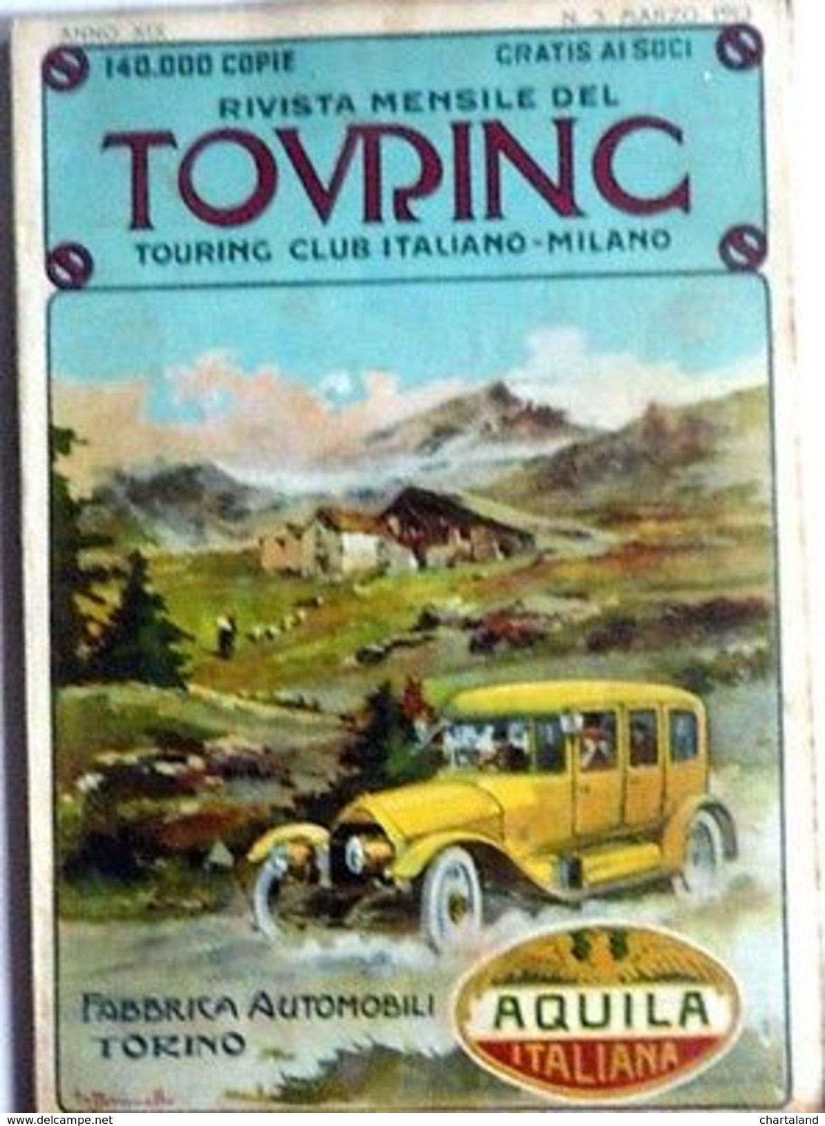Rivista Touring TCI  N. 3 - Marzo 1913 - Copertina Di Brunello - Non Classés