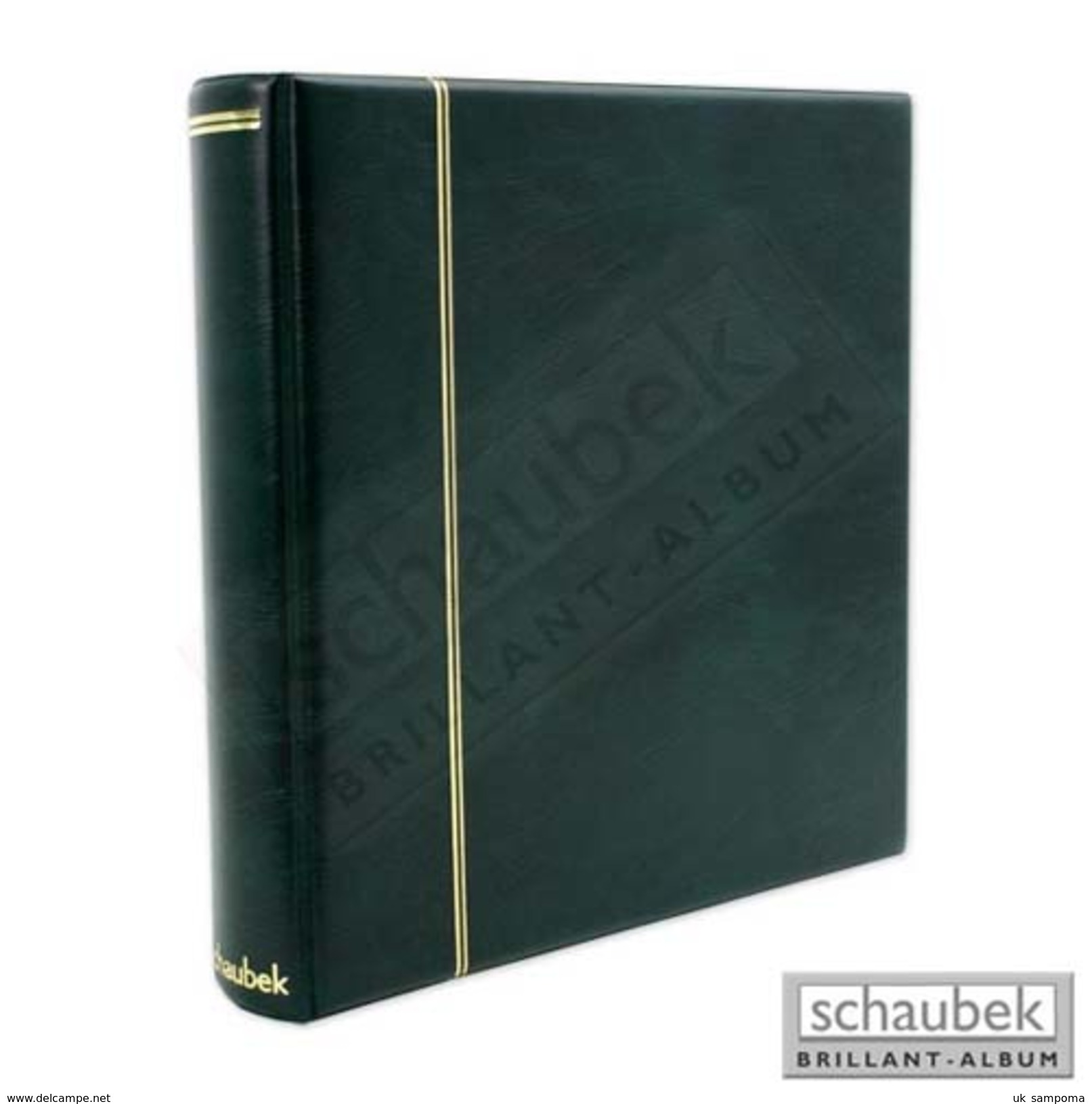 Schaubek Rb2054 Ring Binder Senator, 6 Rings, Padded Leatherette Green - Large Format, Black Pages