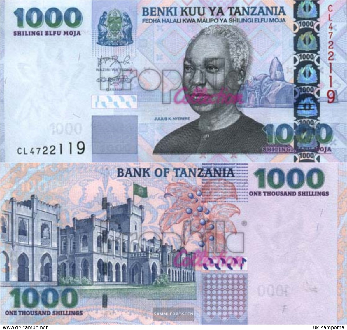 Tanzania Pick-number: 36a Uncirculated 2003 1.000 Shilingi - Tanzanie