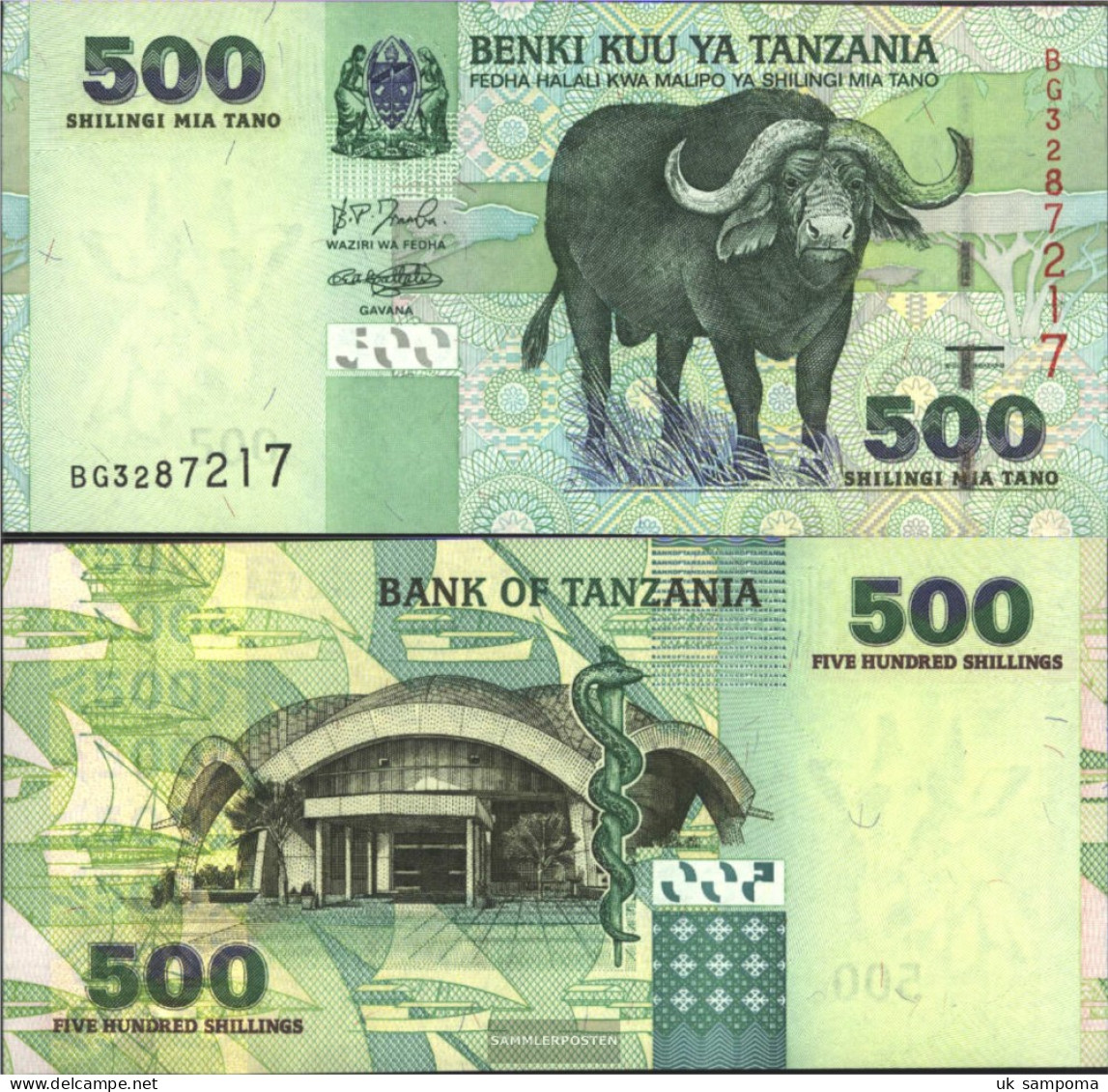 Tanzania Pick-number: 35 Uncirculated 2003 500 Shilingi - Tansania