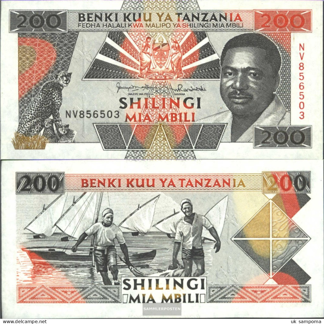 Tanzania Pick-number: 25b Uncirculated 1993 200 Shilingi - Tanzanie