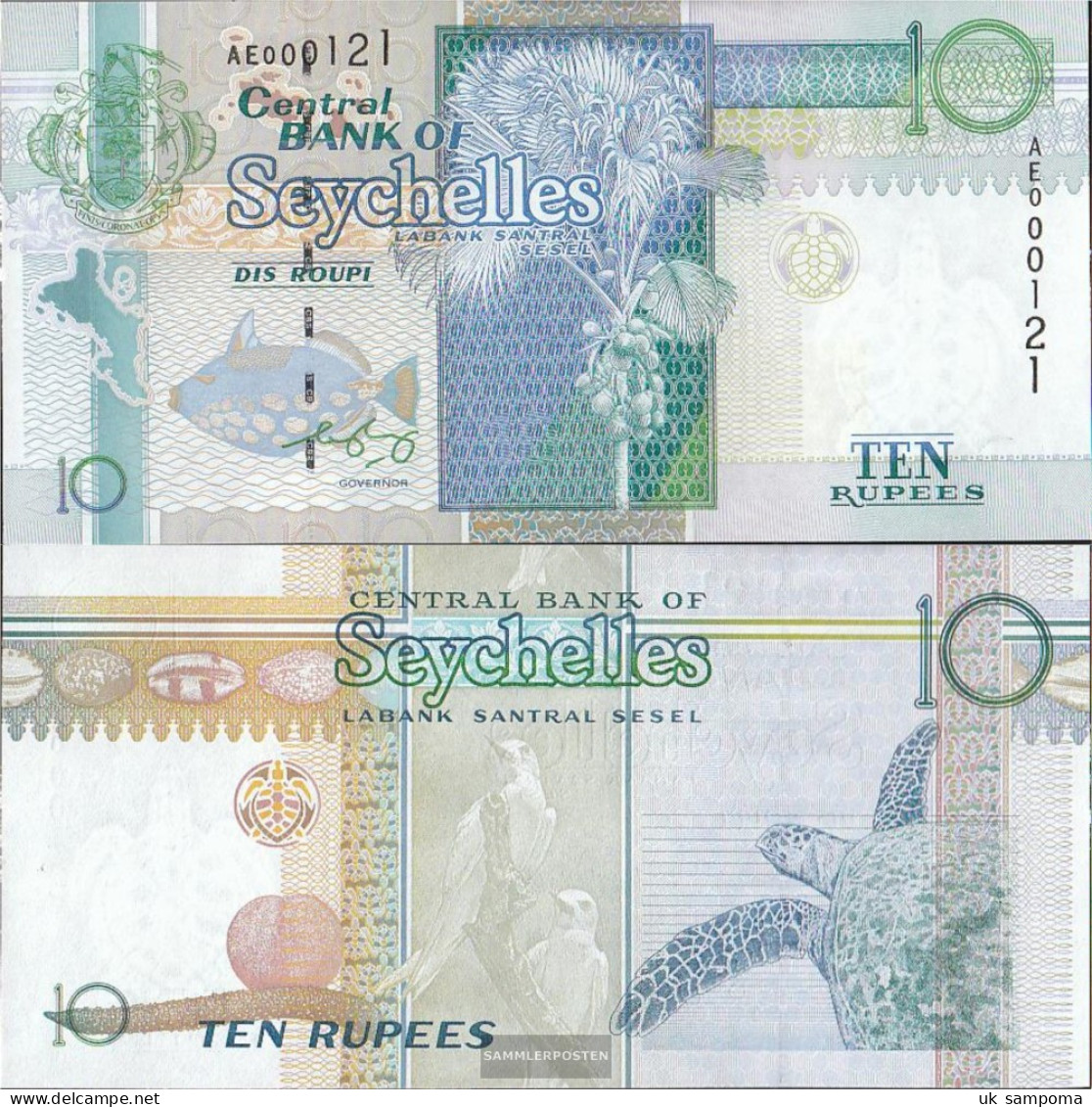 Seychelles Pick-number: 36b Uncirculated 2010 10 Rupees - Seychelles